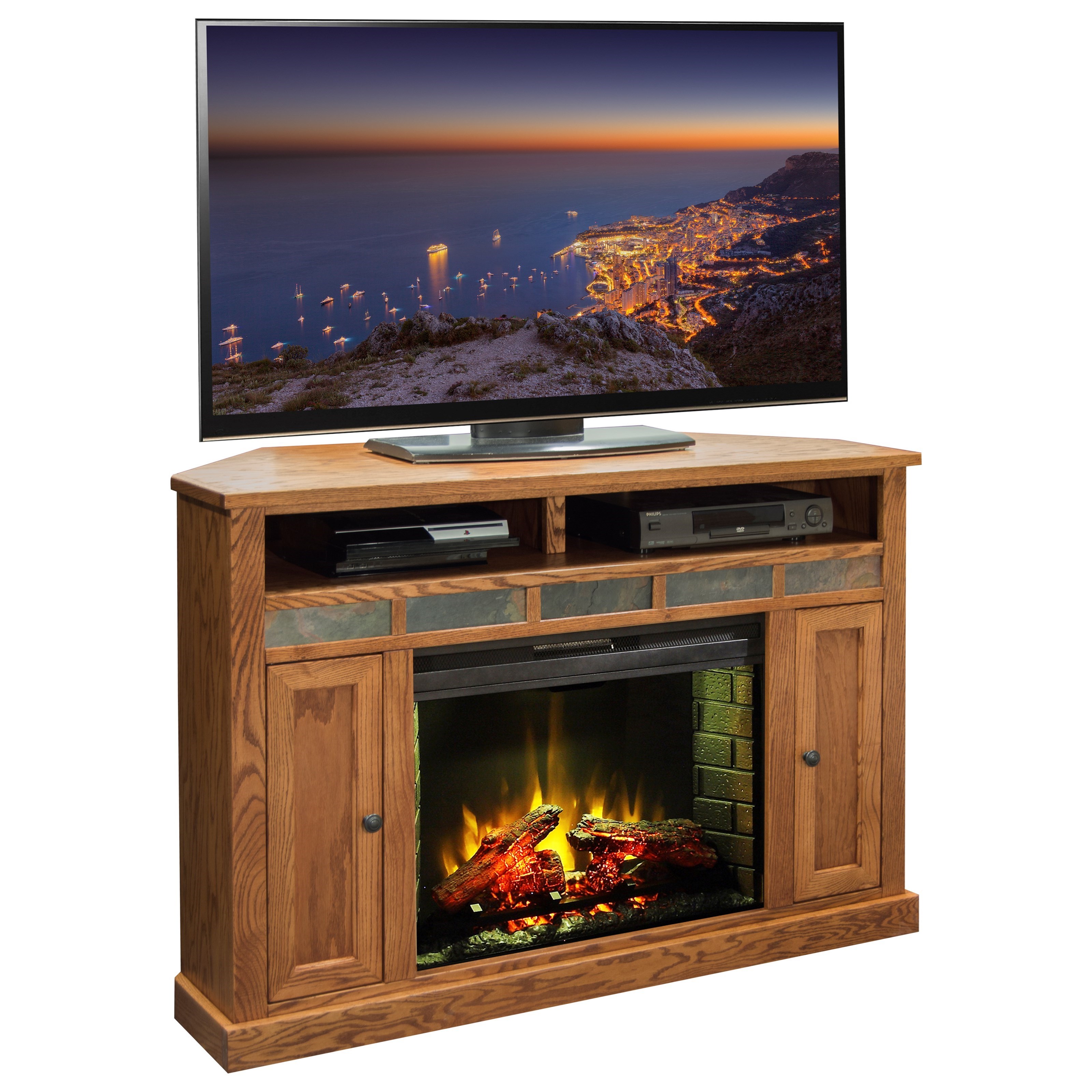 Legends Furniture Oak Creek 56 Inch Corner Fireplace Media 